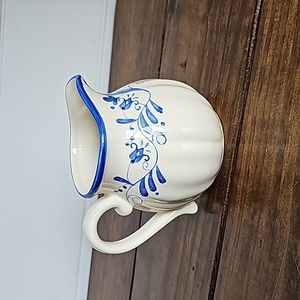 Larkspur Blue Ceramic Creamer, Hand-painted, Farmhouse